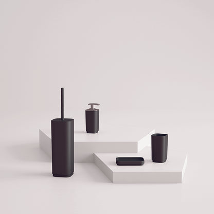Portaspazzolini in materiale plastico riciclato Gedy serie Seventy Ekoplà  - Nero Matt
