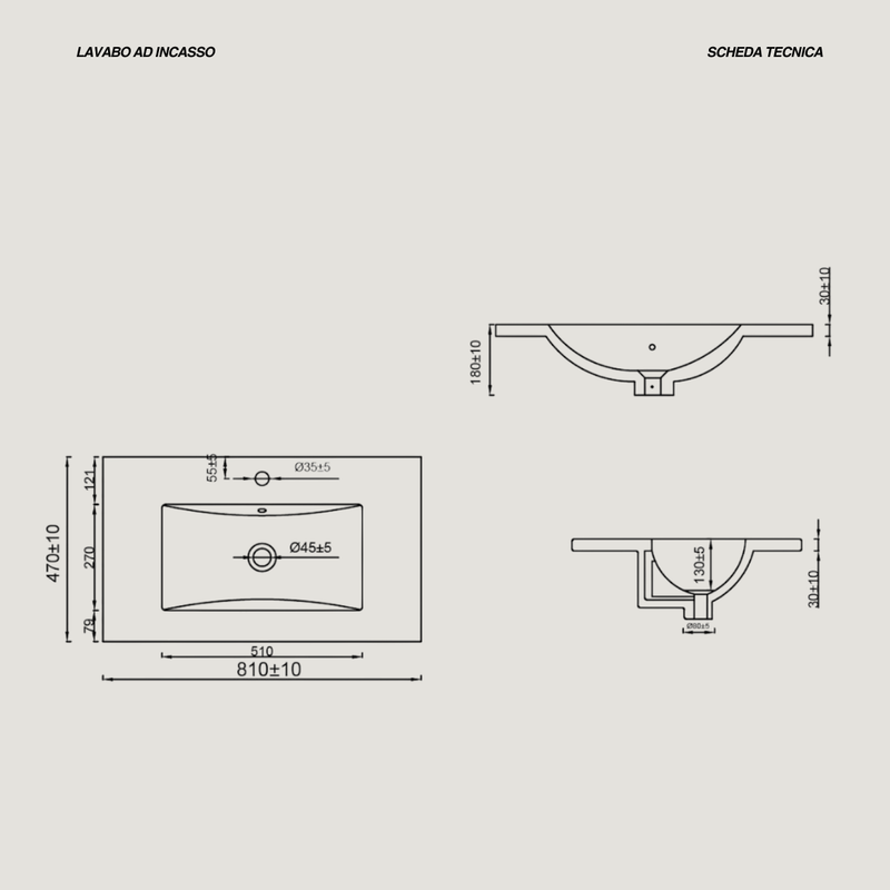 Mobile Bagno Sospeso 80 Cm Due Cassetti Specchio a Filo 60x80 Cm colore Bianco Opaco