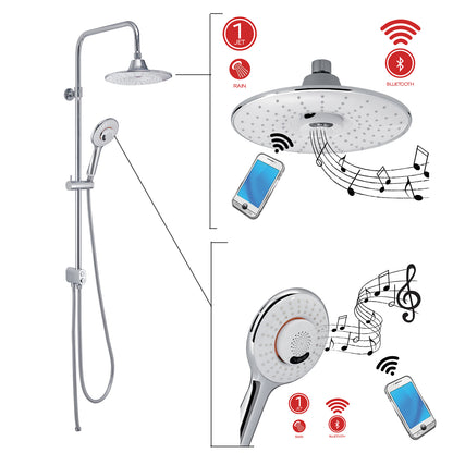 Colonna doccia estensibile con doccetta con diffusore musica Bluetooth di Gedy modello Music 00 - Cromato/Bianco by CeramicStore | Lo specialista del tuo bagno