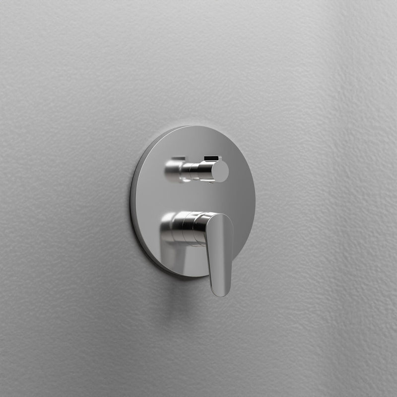 Mezclador monomando empotrado para ducha con desviador RubiFlux serie Ampra - Cromo