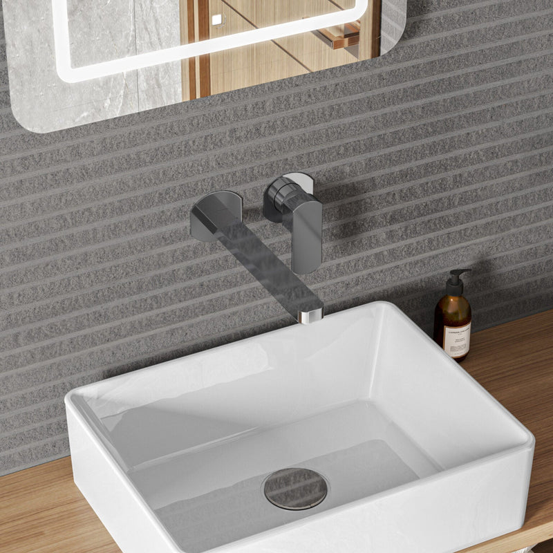 Miscelatore monocomando lavabo murale RubiFlux serie Dema canna 20 cm - Cromo