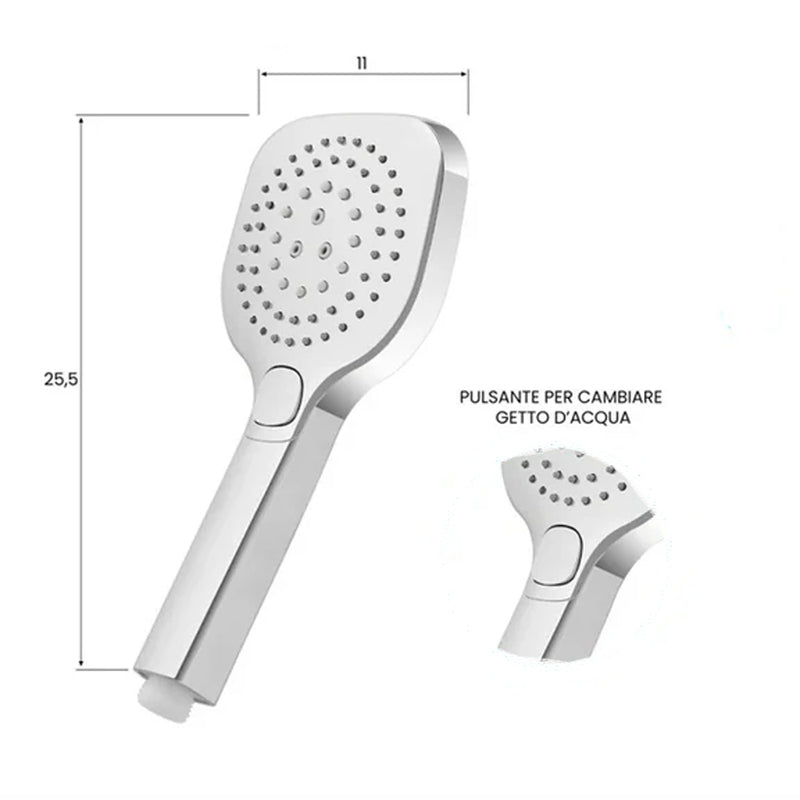 Scheda tecnica doccetta quadrata 3 funzioni