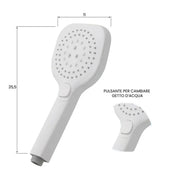 Scheda tecnica doccetta quadrata per doccia bianca 3 funzioni