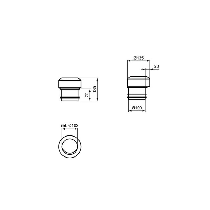Raccordo di scarico Eccentrico + 20mm / - 20mm Ideal Standard ART T002867
