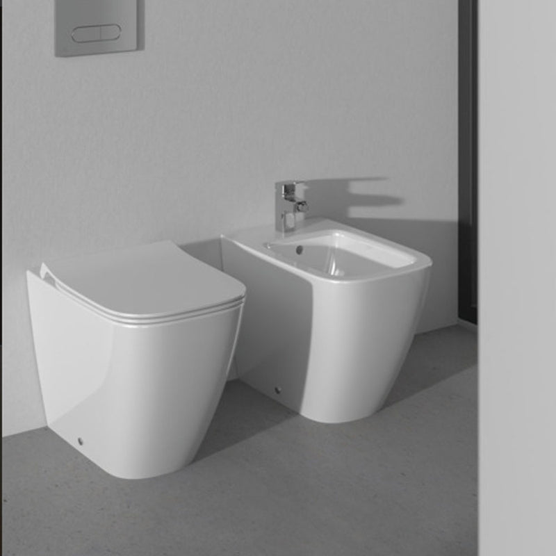 Sanitari filo parete  Scarico Traslato Senza Brida RimLS+ Ideal Standard I.life B bianco lucido WC+Bidet+Sedile Soft Close Slim (T458101+T458201+T500301)