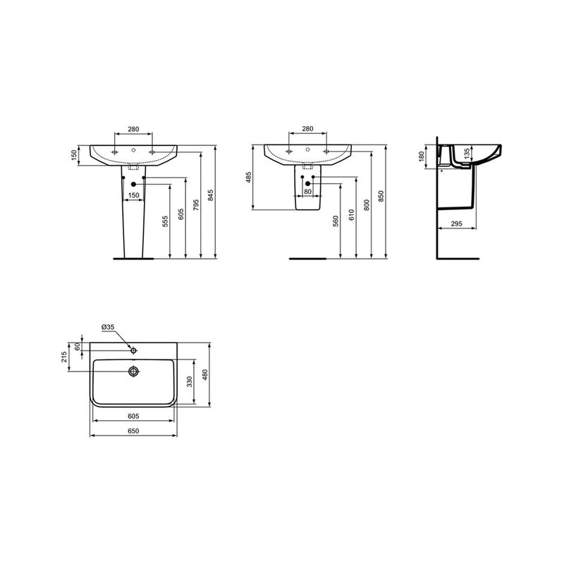 Lavabo sospeso 65x48 con foro rubinetto Ideal Standard I.Life B  Art. T460601