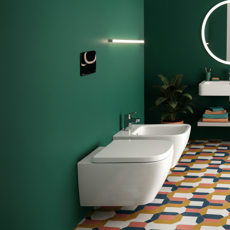 Sanitari sospesi Ideal Standard I.life B con trattamento SmartGuard+ bianco lucido WC+Bidet+Sedile SoftClose (T4615HY+T4614HY+T468301)