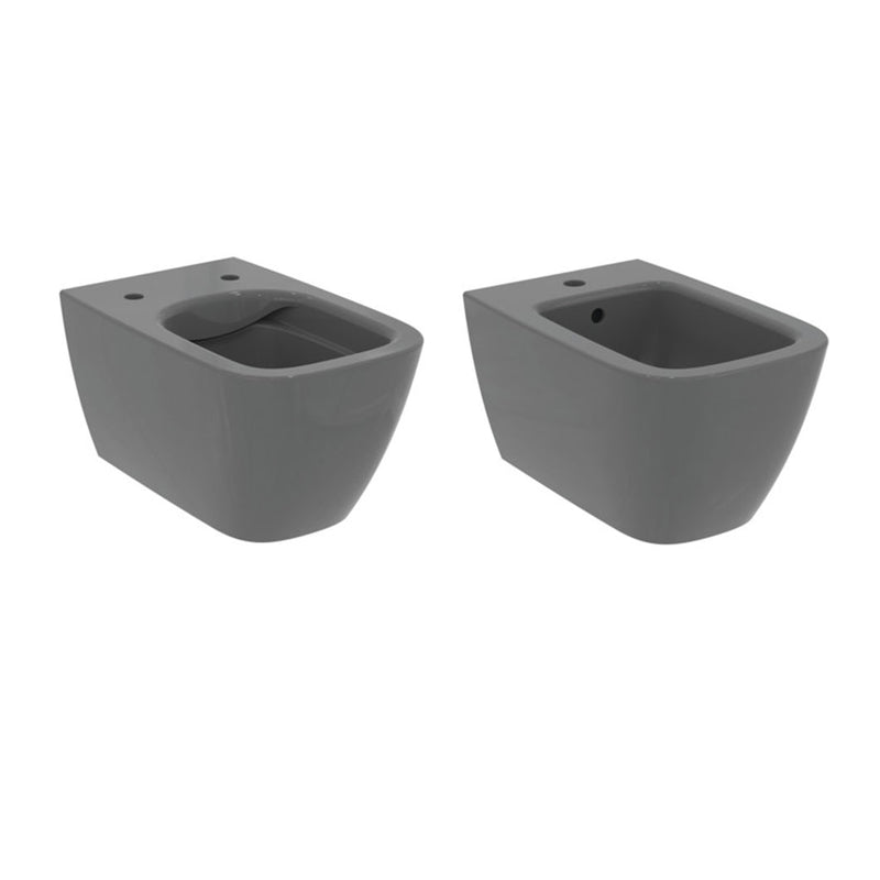 Sanitari sospesi Ideal Standard I.life B Grigio lucido WC+Bidet+Sedile soft close (T461558+T461458+T500201)