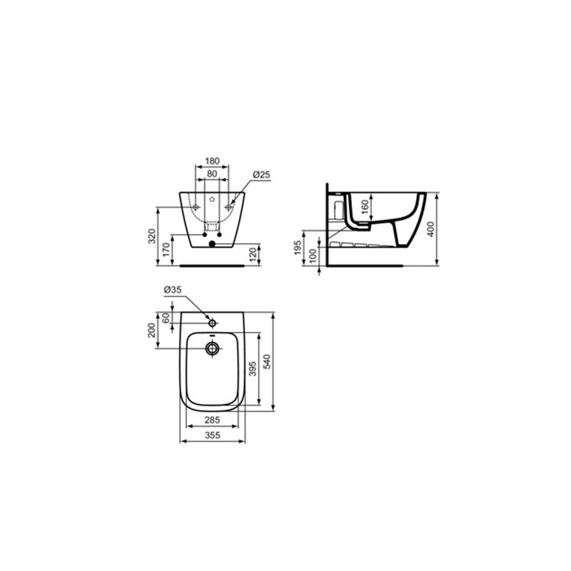 Bidet sospeso Ideal Standard I.Life B  Grigio lucido ART T461558