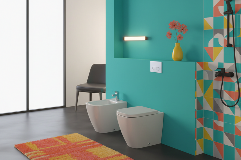 Sanitari filo parete Senza Brida RimLS+ Ideal Standard I.life B bianco lucido WC+Bidet+Sedile Soft Close (T461601+T461701+T468301)