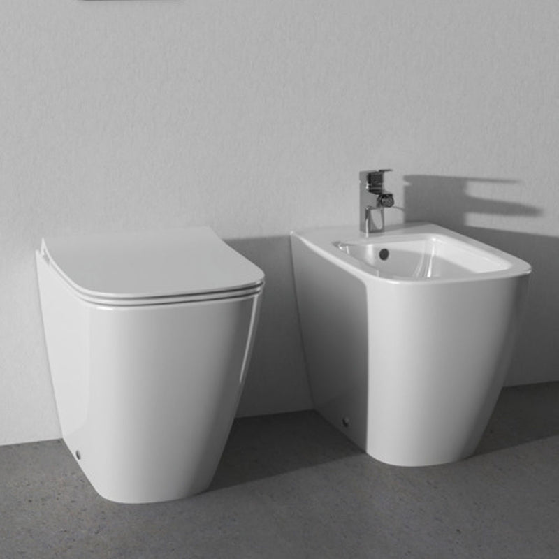Sanitari filo parete Senza Brida RimLS+ Ideal Standard I.life B bianco lucido WC+Bidet+Sedile Soft Close Slim (T461601+T461701+T500301)