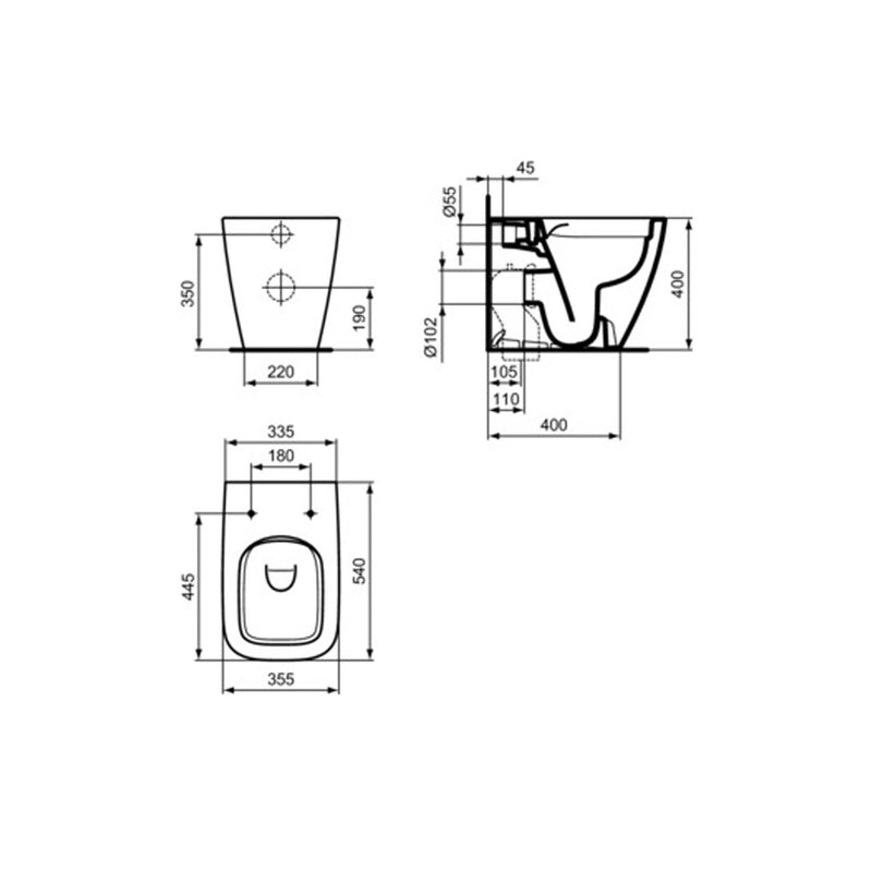 Sanitari filo parete Senza Brida RimLS+ Ideal Standard I.life B bianco lucido WC+Bidet+Sedile Soft Close Slim (T461601+T461701+T500301)