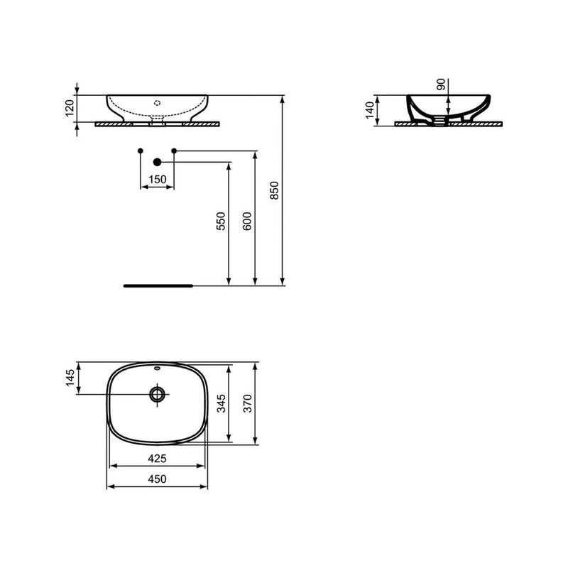 Lavabo da appoggio rettangolare 45x37 cm Ideal Standard I.LIFE B Art T509201