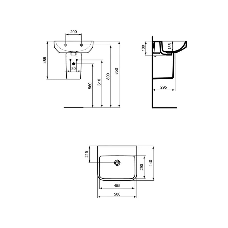 Semicolonna sospesa per lavabo top I.LIFE B di Ideal Standard ART T534601