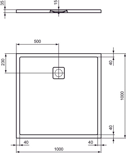 Piatto Doccia  Ideal Standarad Ultra Flat Evo 100×100 cm Bianco Seta in StoneTech completo di copripiletta