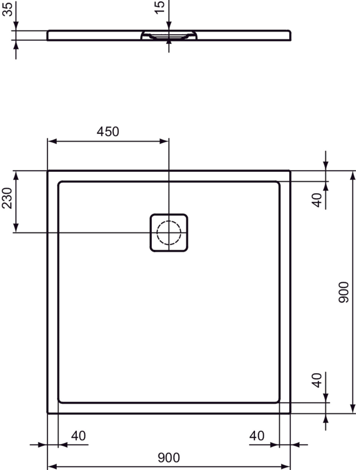 Piatto Doccia  Ideal Standarad Ultra Flat Evo 90×90 cm Bianco Seta in StoneTech completo di copripiletta