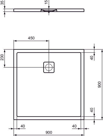 Piatto Doccia  Ideal Standarad Ultra Flat Evo 90×90 cm Bianco Seta in StoneTech completo di copripiletta
