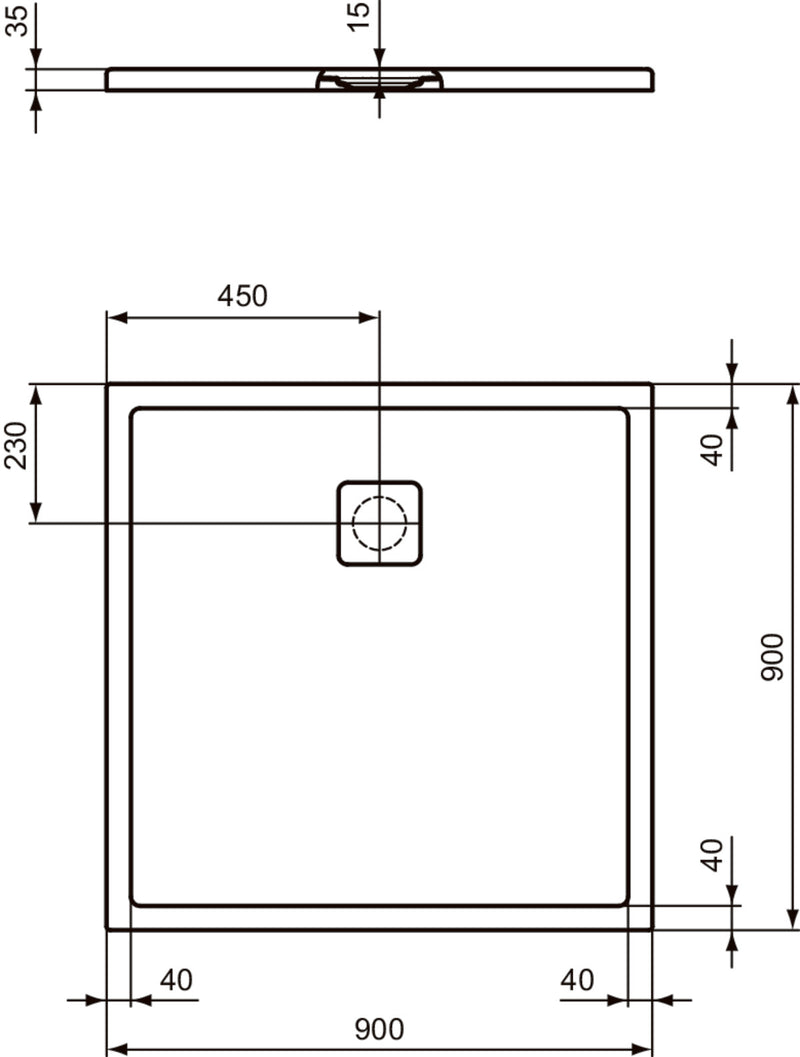 Piatto doccia effetto pietra Ideal Standard ULTRA FLAT EVO 90x90 BIANCO SETA