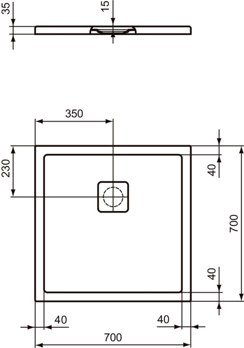 Piatto doccia effetto pietra Ideal Standard ULTRA FLAT EVO 70x70 BIANCO SETA