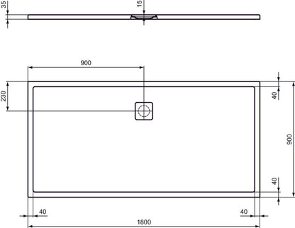 Piatto Doccia  Ideal Standarad Ultra Flat Evo 180×90 cm Bianco Seta in StoneTech completo di copripiletta