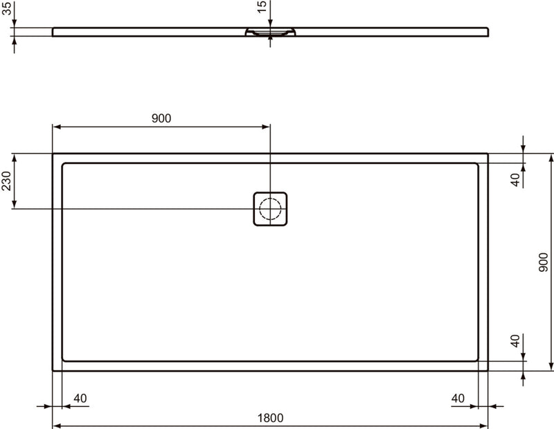 Piatto doccia effetto pietra Ideal Standard ULTRA FLAT EVO 180x90 BIANCO SETA