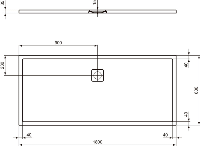 Piatto doccia effetto pietra Ideal Standard ULTRA FLAT EVO 180x80 BIANCO SETA