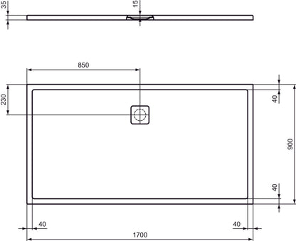 Piatto Doccia  Ideal Standarad Ultra Flat Evo 90x170 cm Bianco Seta in StoneTech completo di copripiletta