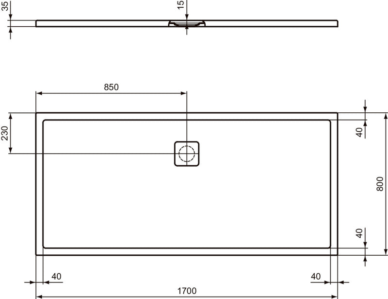 Piatto doccia effetto pietra Ideal Standard ULTRA FLAT EVO 170x80  BIANCO SETA