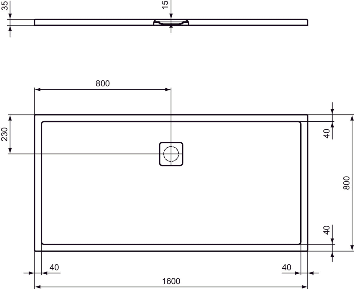 Piatto Doccia  Ideal Standarad Ultra Flat Evo 80x160 cm Bianco Seta in StoneTech completo di copripiletta