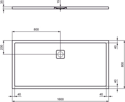 Piatto Doccia  Ideal Standarad Ultra Flat Evo 80x160 cm Bianco Seta in StoneTech completo di copripiletta