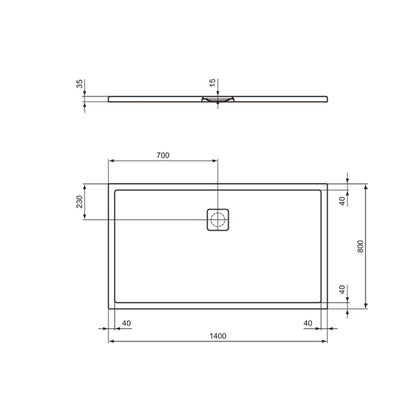 Piatto Doccia  Ideal Standarad Ultra Flat Evo 80x140 cm Bianco Seta in StoneTech completo di copripiletta
