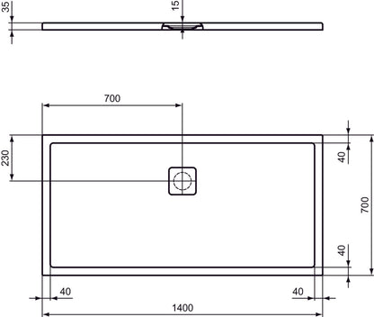 Piatto Doccia  Ideal Standarad Ultra Flat Evo 70x140 cm Bianco Seta in StoneTech completo di copripiletta