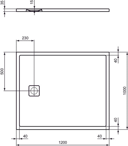 Piatto Doccia  Ideal Standarad Ultra Flat Evo 100×120 cm Bianco Seta in StoneTech completo di copripiletta