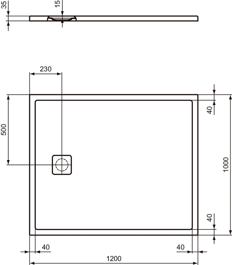 Piatto doccia effetto pietra Ideal Standard ULTRA FLAT EVO 120x100 BIANCO SETA