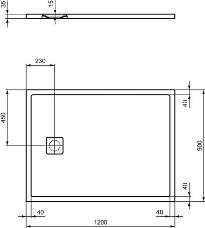 Piatto Doccia  Ideal Standarad Ultra Flat Evo 90×120 cm Bianco Seta in StoneTech completo di copripiletta