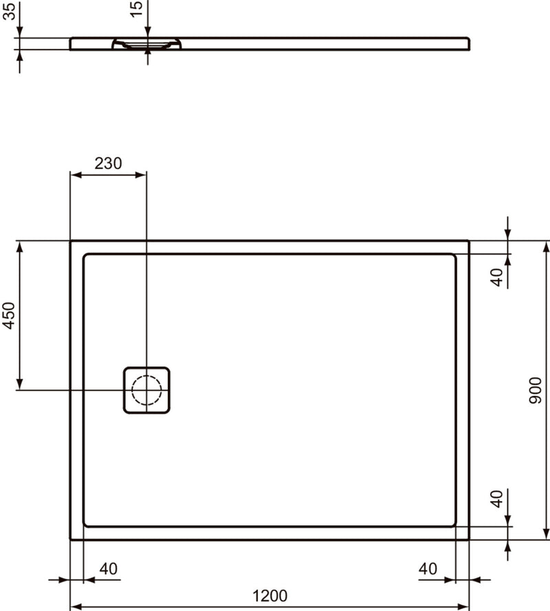 Piatto doccia effetto pietra Ideal Standard ULTRA FLAT EVO 120x90 BIANCO SETA