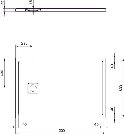 Piatto Doccia Ideal Standarad Ultra Flat Evo 80×120 cm Bianco Seta in StoneTech completo di copripiletta