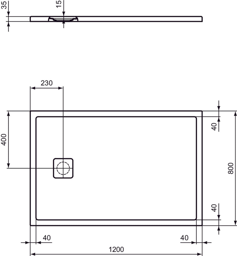 Piatto doccia effetto pietra Ideal Standard ULTRA FLAT EVO 120x80 BIANCO SETA