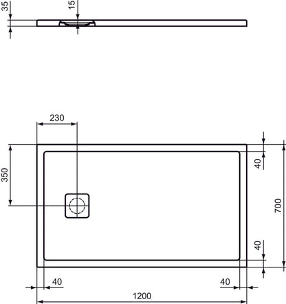Piatto Doccia Ideal Standarad Ultra Flat Evo 70×120 cm Bianco Seta in StoneTech completo di copripiletta