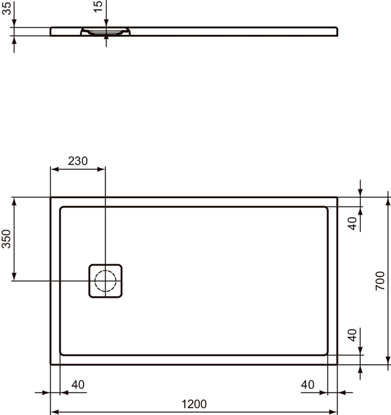 Piatto doccia effetto pietra Ideal Standard ULTRA FLAT EVO 120x70 BIANCO SETA