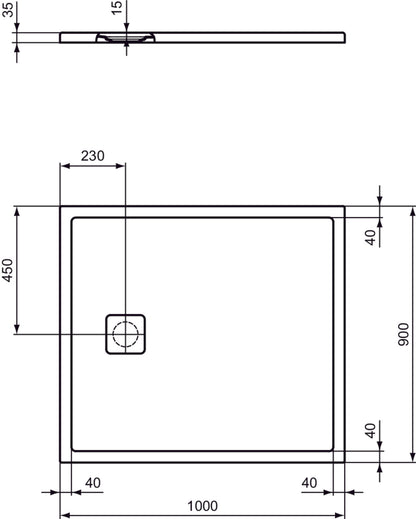 Piatto Doccia Ideal Standarad Ultra Flat Evo 90×100 cm Bianco Seta in StoneTech completo di copripiletta