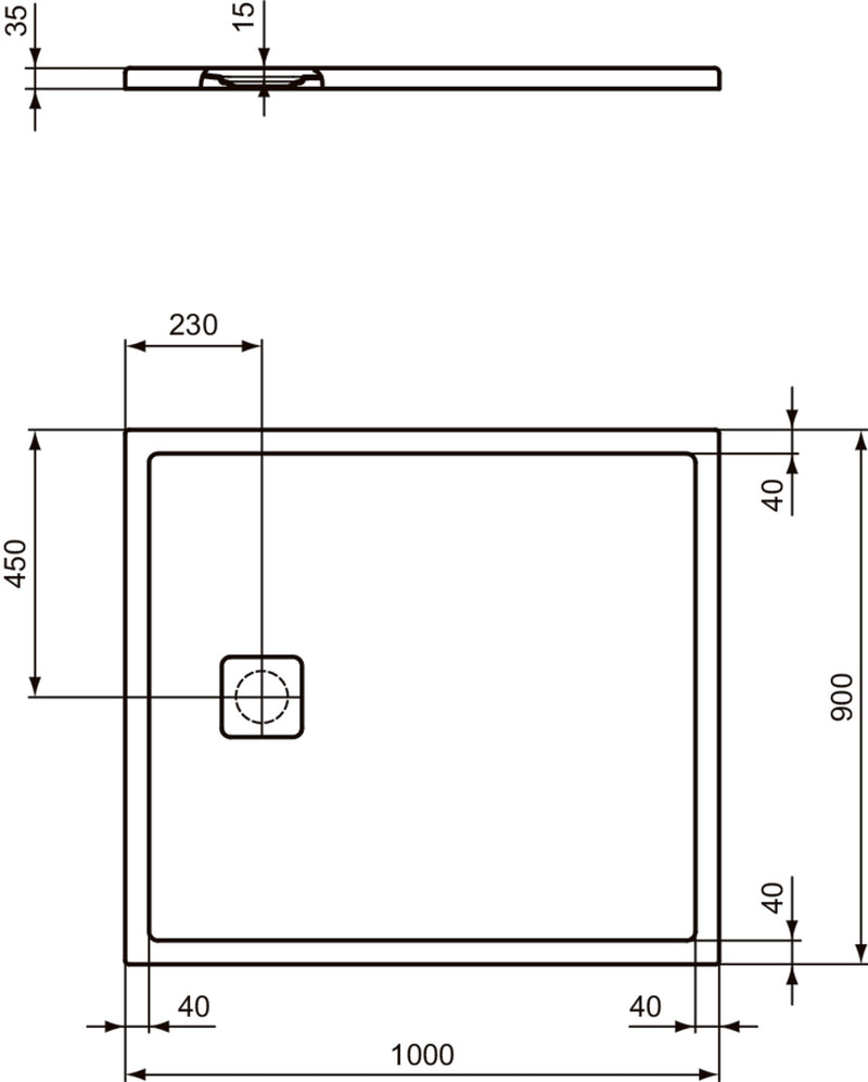 Piatto doccia effetto pietra Ideal Standard ULTRA FLAT EVO 100x90 BIANCO SETA