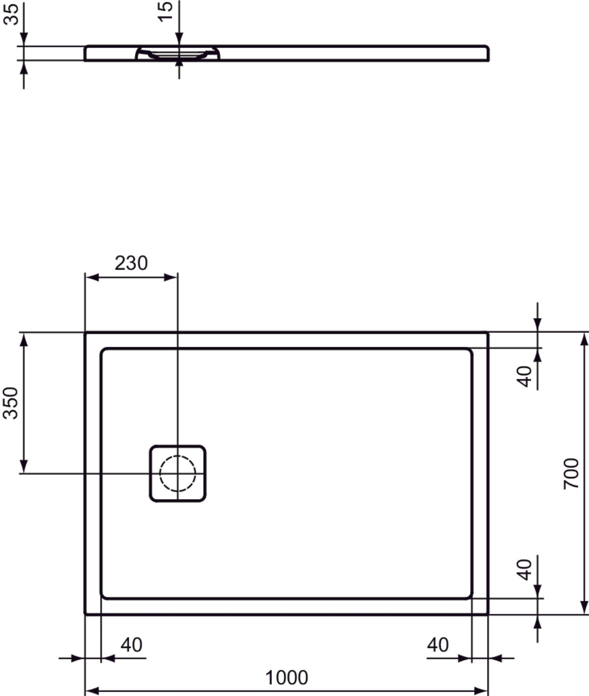 Piatto Doccia Ideal Standarad Ultra Flat Evo 70×100 cm Bianco Seta in StoneTech completo di copripiletta