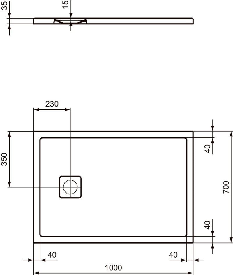 Piatto doccia effetto pietra Ideal Standard ULTRA FLAT EVO 100x70 BIANCO SETA
