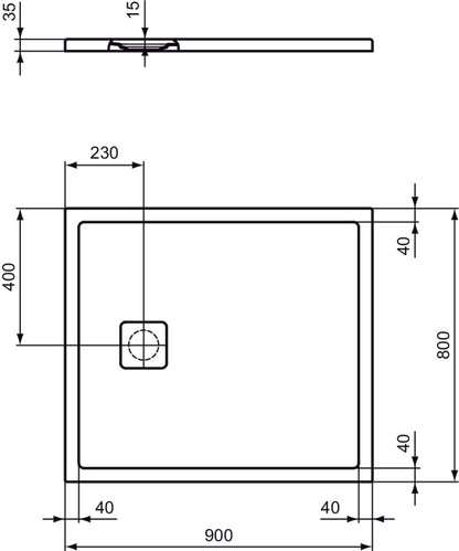 Piatto Doccia Ideal Standarad Ultra Flat Evo 90×80 cm Bianco Seta in StoneTech completo di copripiletta