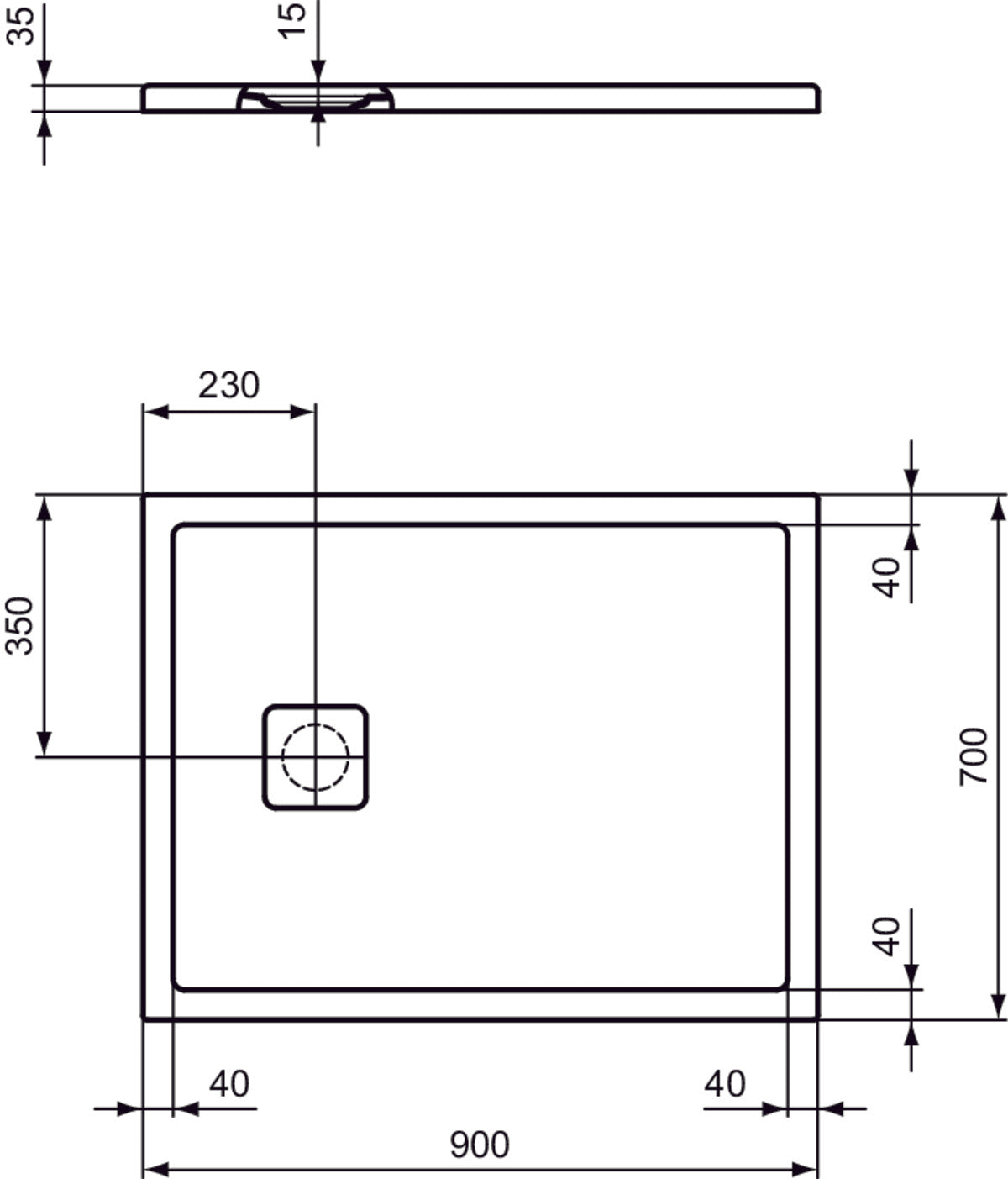 Piatto Doccia Ideal Standarad Ultra Flat Evo 90×70 cm Bianco Seta in StoneTech completo di copripiletta