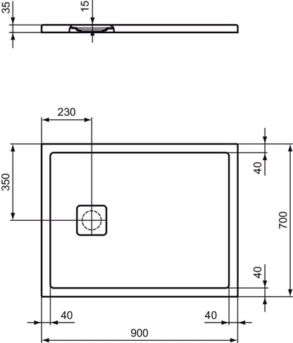 Piatto Doccia Ideal Standarad Ultra Flat Evo 90×70 cm Bianco Seta in StoneTech completo di copripiletta