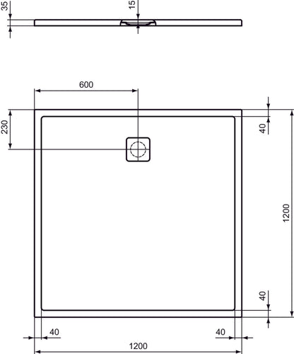 Piatto Doccia Ideal Standarad Ultra Flat Evo 120×120 cm Bianco Seta in StoneTech completo di copripiletta