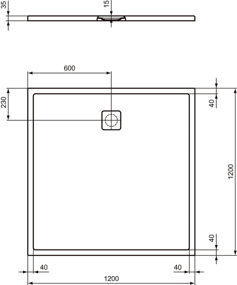 Piatto doccia effetto pietra Ideal Standard ULTRA FLAT EVO 120X120 BIANCO SETA