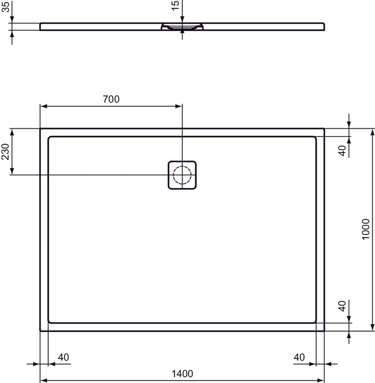 Piatto Doccia Ideal Standarad Ultra Flat Evo 140×100 cm Bianco Seta in StoneTech completo di copripiletta
